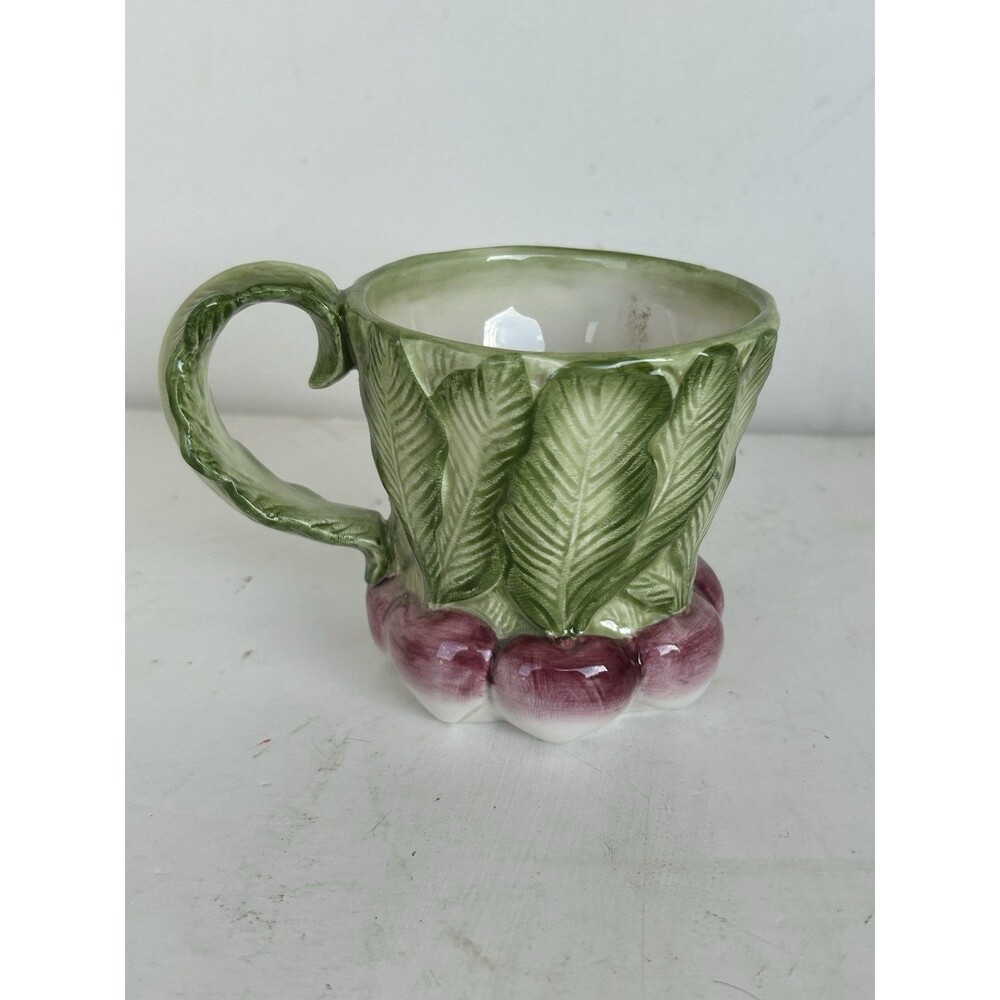 Vintage 1988 Fitz Floyd FTF Radish Turnip Ceramic Mug Vegetable 4.5”